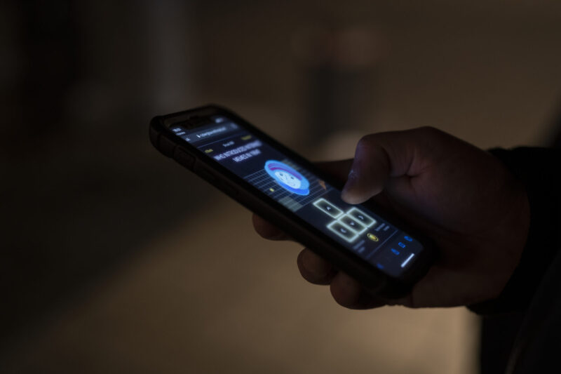 Hand holding a smartphone