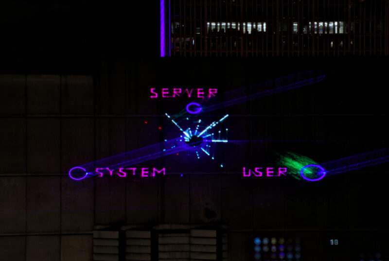 Laser projections on a wall